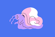 Cute, funny snails set + backgrounds, an Animal Illustration by PaperTrident (Thumbnail 19 of 26)