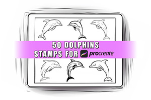 50 Dolphins Procreate Stamps Brushes