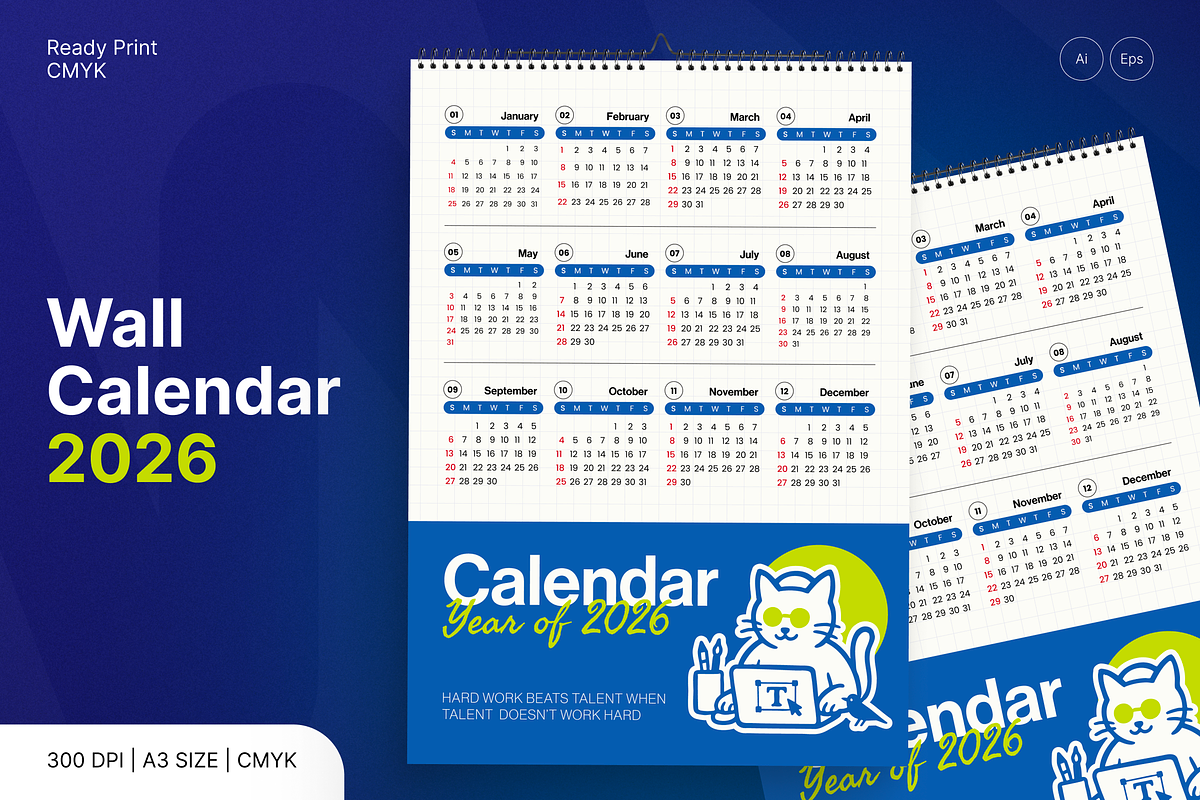Creative Cat Calendar 2026, a Print Template by Annora Studio (Photo 2 of 6)