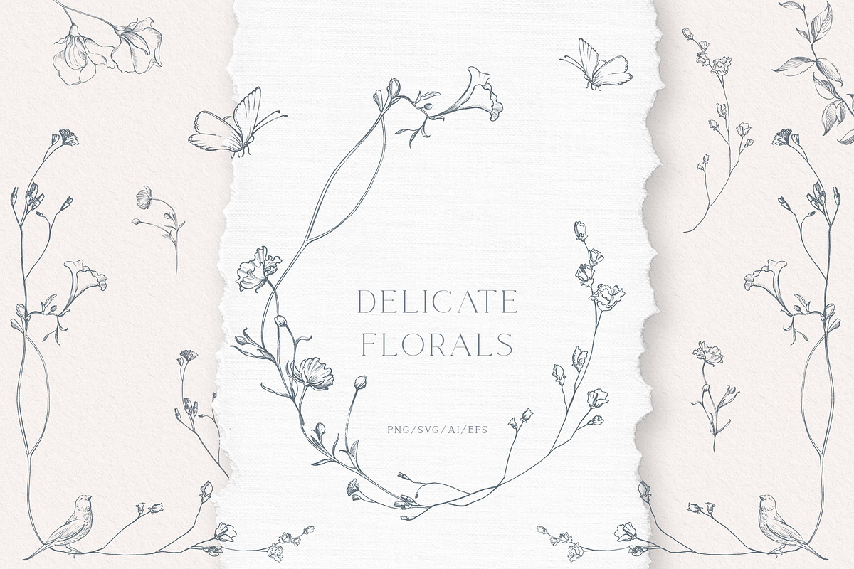 Fine line flower logo elements, an Object Illustration by Sensual Art (Photo 1 of 5)
