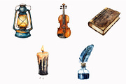Watercolor Gothic Academia Clipart, an Illustration by Design Market (Thumbnail 4 of 4)