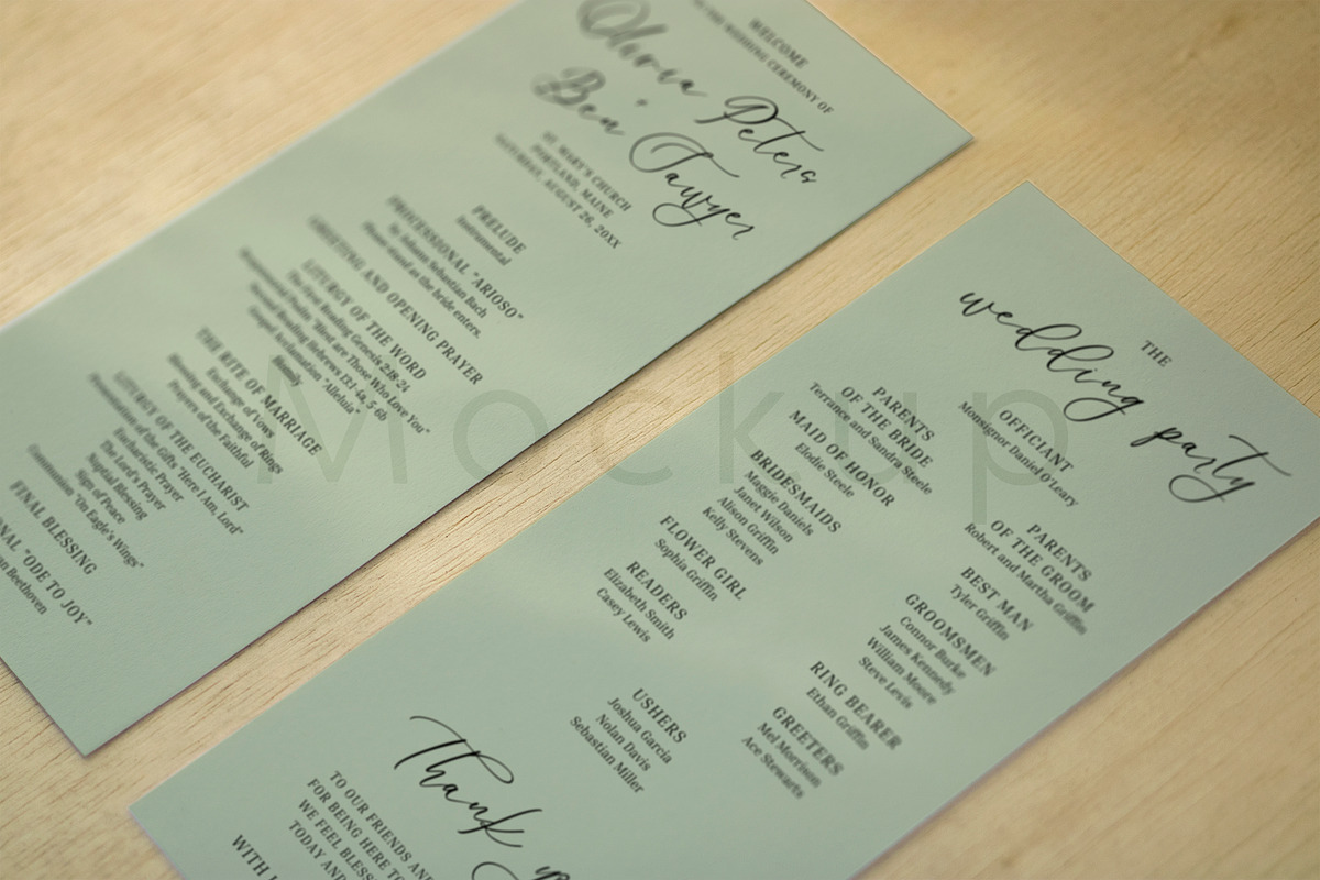 Moody 4x9 Program/Menu Card Mockup, a Print Template by ILLONA GRAPHICS (Photo 4 of 5)