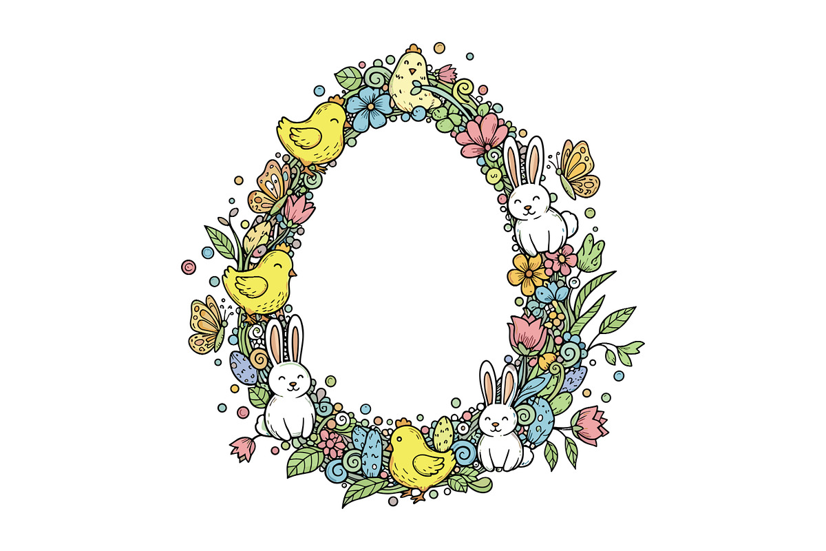 Easter Floral Botanical Frame Bundle, an Object Illustration by Designer_Momina (Photo 4 of 14)