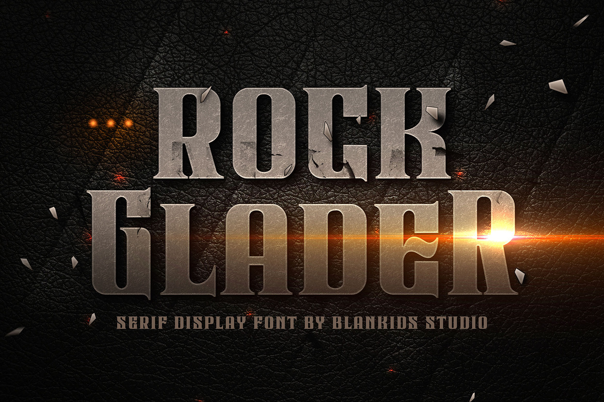 Rock Glader a Serif Display Font, a Blackletter Font by Blankids Studio (Photo 1 of 7)