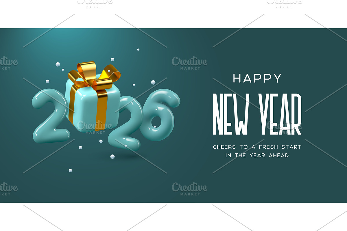 2026 New Year greeting vector, an Object Illustration by Liudmyla Matviiets