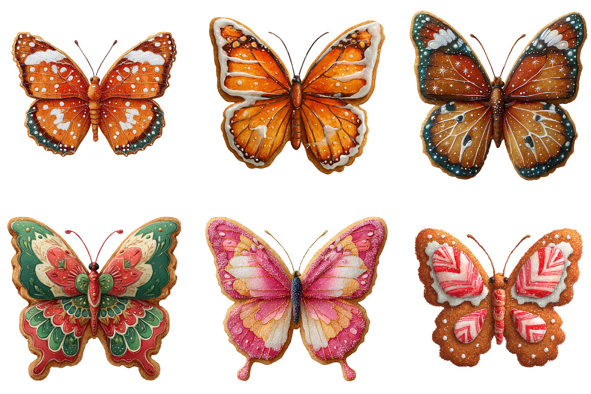 Gingerbread Cookie Butterfly Clipart, an Illustration by DreamArtGraphic (Photo 3 of 5)