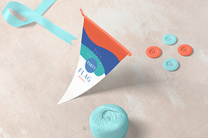 Triangular Party Flag Mockups