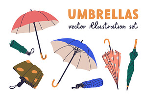 Umbrellas for rainy weather set, an Object Illustration by Good Studio