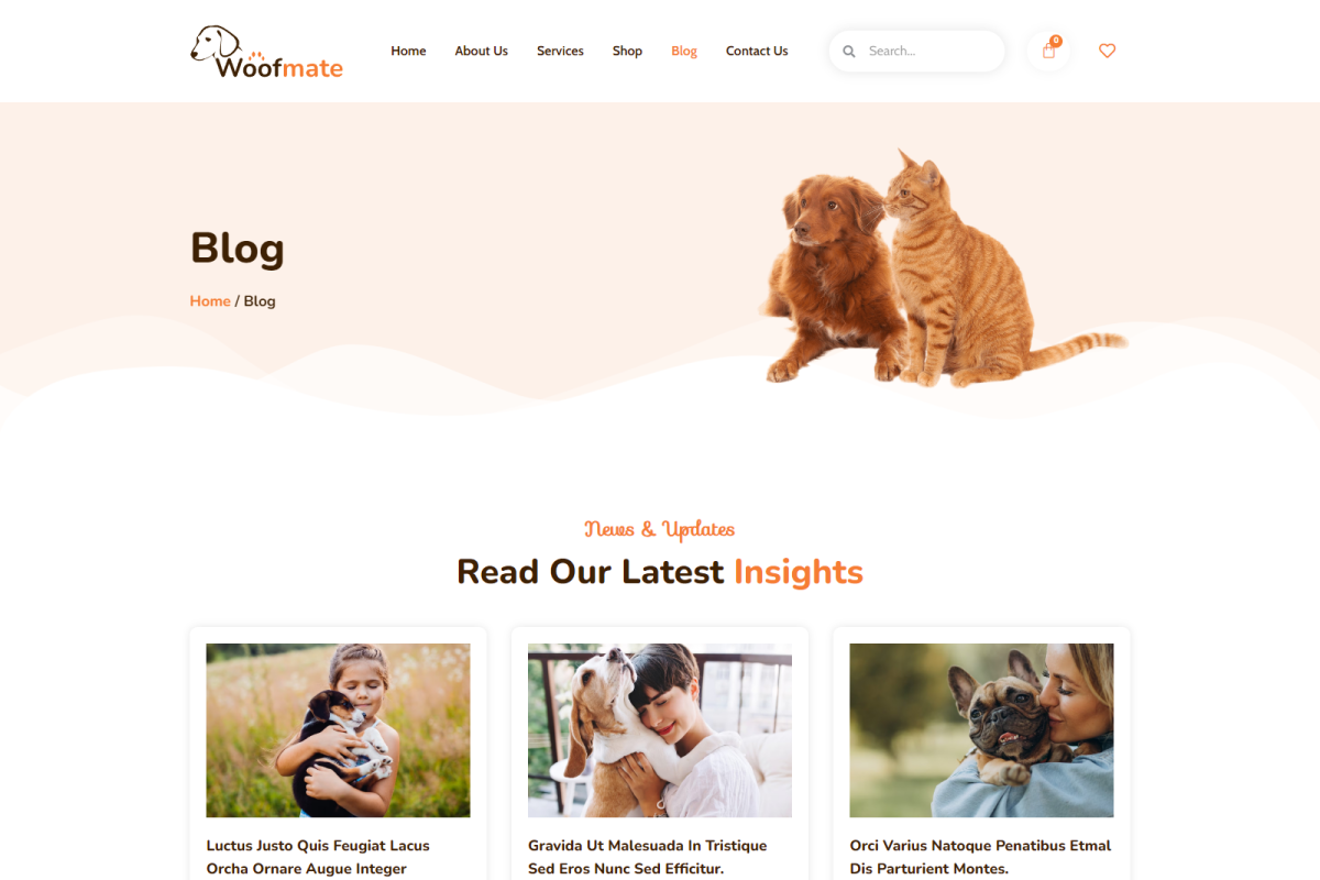 WoofMate - Pet Care Elementor Kit, a WordPress Template by Techeshta Solutions (Photo 6 of 6)