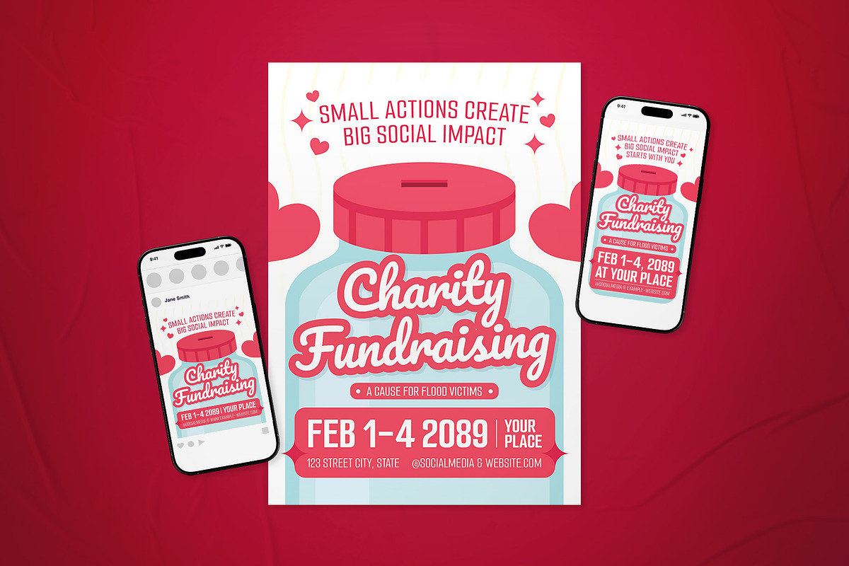 Charity Fundraising Event Flyer Set, a Flyer Template by The Good Store (Photo 1 of 2)