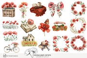100 watercolour poppy clip art, a Seasonal Illustration by Poppy Lane Studio (Thumbnail 6 of 12)