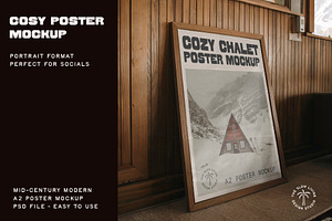 Cosy mid-century style Poster Mockup, a Household Mockup by Courtney Flannagan Design