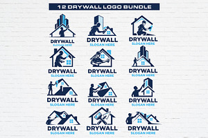 12 Drywall Plastering Logo Bundle, a Branding & Logo Template by Guavanaboy