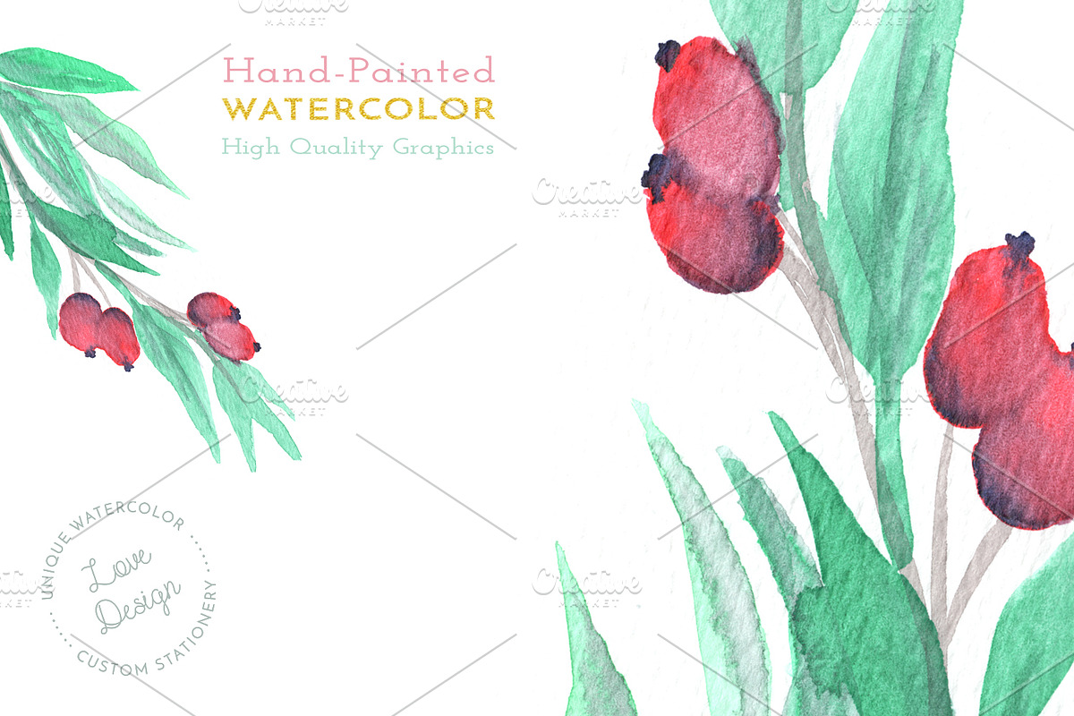 Rosehip Berry Watercolor Wedding Set, an Invitation Template by Love Design (Photo 12 of 12)