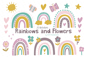 Rainbows & Flowers Clipart