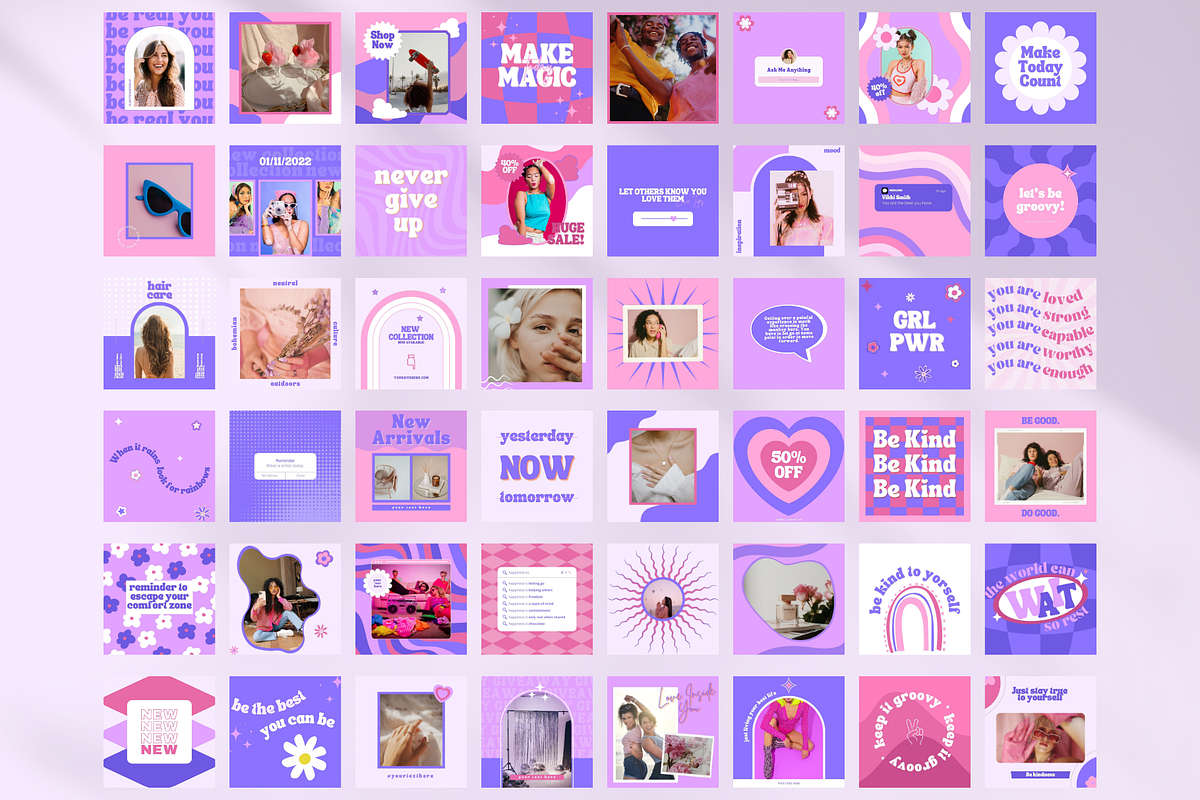 Retro Instagram Post Templates Canva, a Social Media Template by Boltik Studio (Photo 8 of 10)