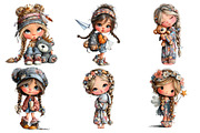 Cute Little Girl Clipart with Braids, an Illustration by DreamArtGraphic (Thumbnail 2 of 4)