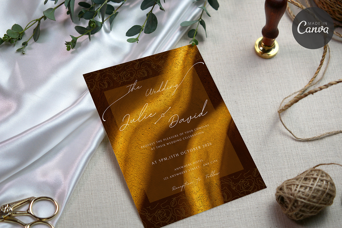 Modern Gold Wedding Invitation, an Invitation Template by InvitingStorys (Photo 3 of 11)