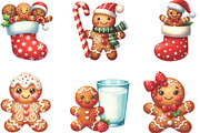 Cute Christmas Gingerbread Clipart, an Illustration by CraftArtStudio (Thumbnail 2 of 6)