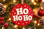 Ho Ho Ho Ornament Laser Cut File, an Object Graphic by Libby Wishes (Thumbnail 1 of 3)