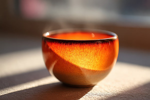 Two-tone handmade ceramic cup on fabric, a Food & Drink Photo by AlyaAnd