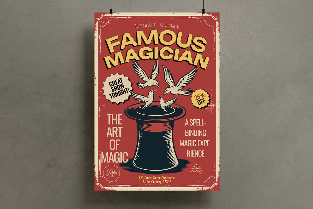 Famous Magician Poster Template, a Flyer Template by MightyDesign (Photo 1 of 6)