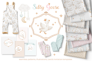 Silly Goose Watercolor Nursery Set