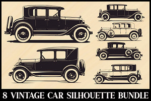Classic Vintage Car Bundle Set, an Illustration by BIPLOB EXPERT