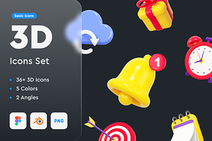 Basic 3D Icons Set