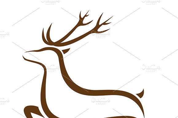Vector Illustration Of Deer. Animals