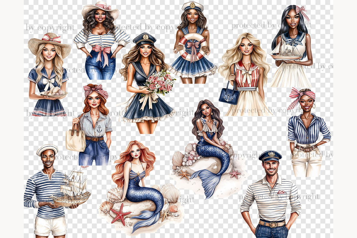 Nautical Clipart PNG, a Person Illustration by GlamArtZhanna (Photo 7 of 8)