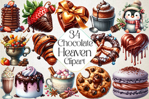 Watercolor Chocolate Heaven Clipart, an Illustration by DreamPrint404