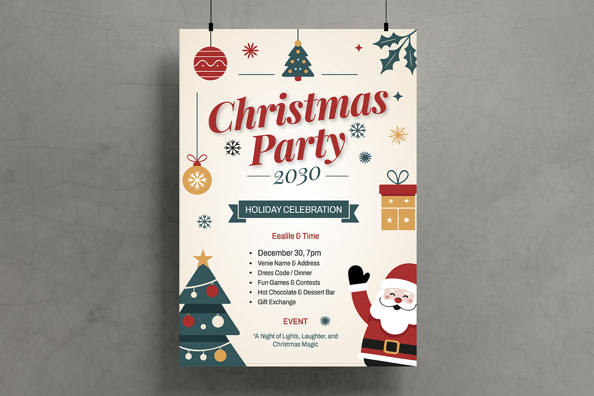 Christmas Party Flyer Template, a Flyer Template by MightyDesign (Photo 1 of 8)