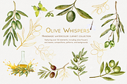 Olive Whispers Watercolor Collection, a Decorative Illustration by Aurella Art (Thumbnail 1 of 15)