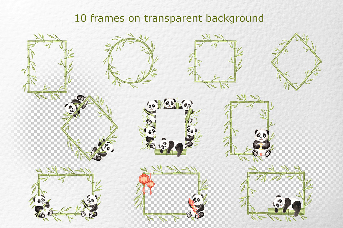 Cute pandas watercolor clipart set, an Animal Illustration by susie-p-art (Photo 5 of 14)