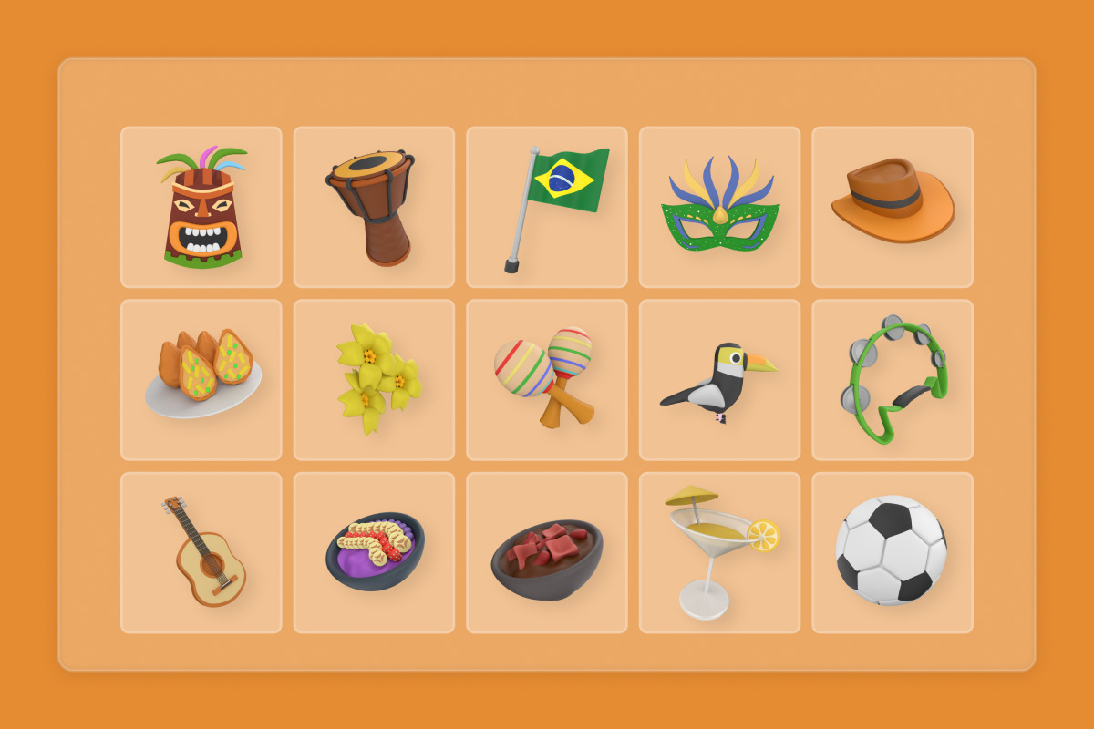 Brazil Carnival 3D Icon Set, a Work Illustration by twinstd (Photo 6 of 6)