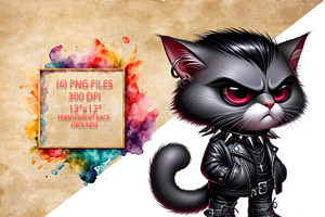 Goth Cat Digital PNG Set