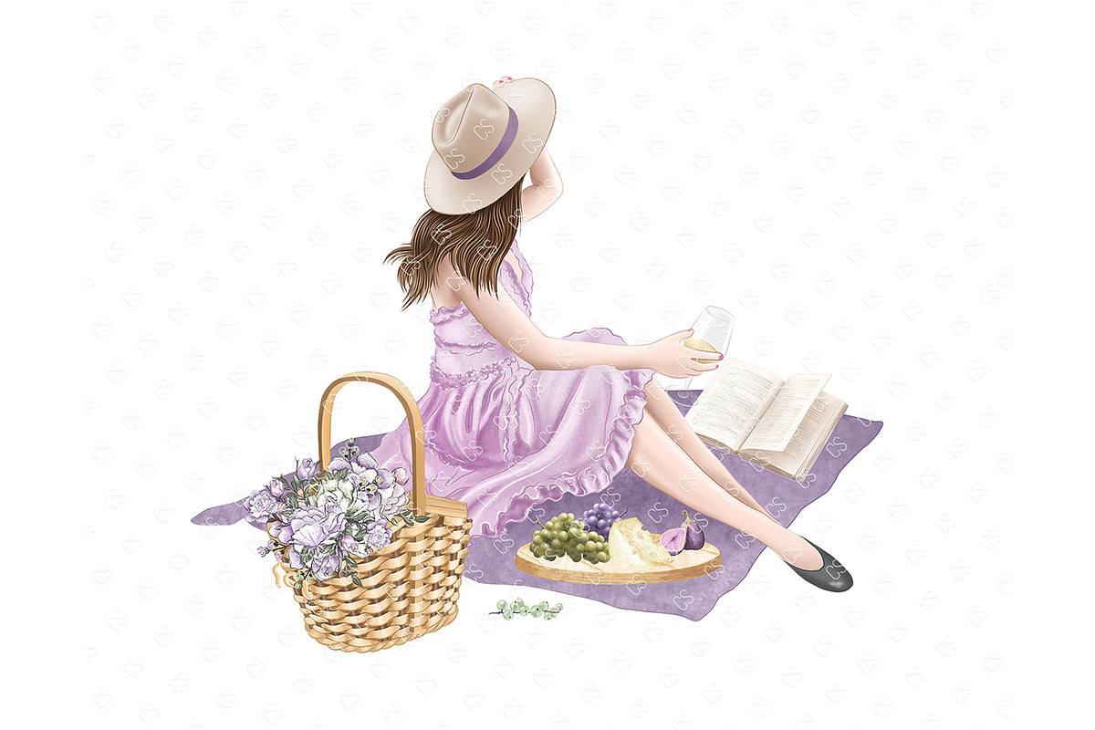 Picnic clipart, spring illustration, a Food Illustration by Collart Studio (Photo 8 of 8)