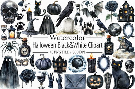 Halloween Black&White Digital Clipar