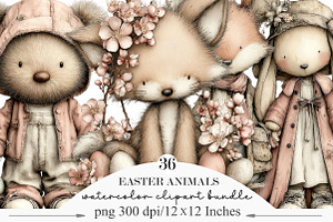 Woodland Easter Animals Clipart, an Illustration by Designking