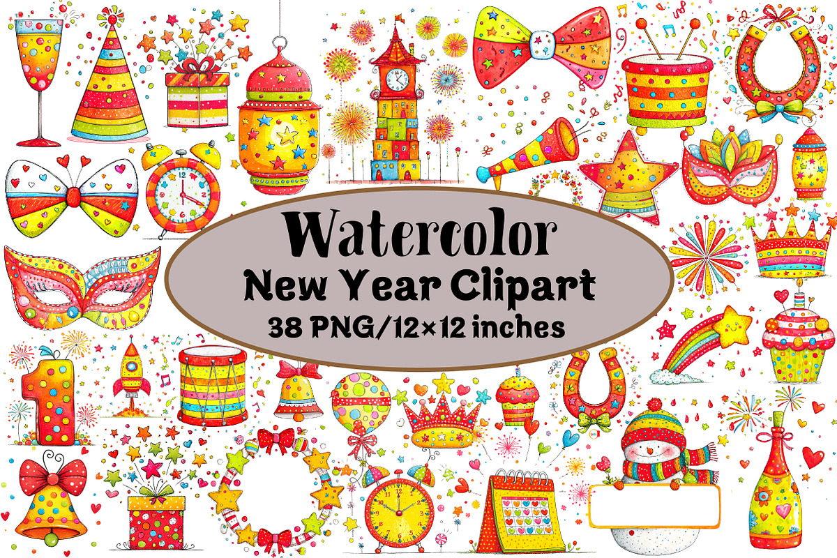 New Year Clipart, an Illustration by Design Market (Photo 1 of 3)