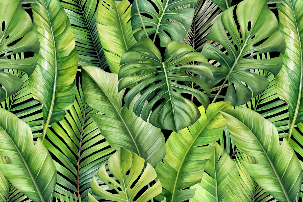 Tropical leaves patterns and element, a Decorative Illustration by irina.vaneeva (Photo 5 of 11)