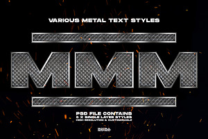 5x Metal Chrome Text Styles