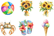 Watercolor Summer Vibe Clipart, an Illustration by Designking (Thumbnail 2 of 5)