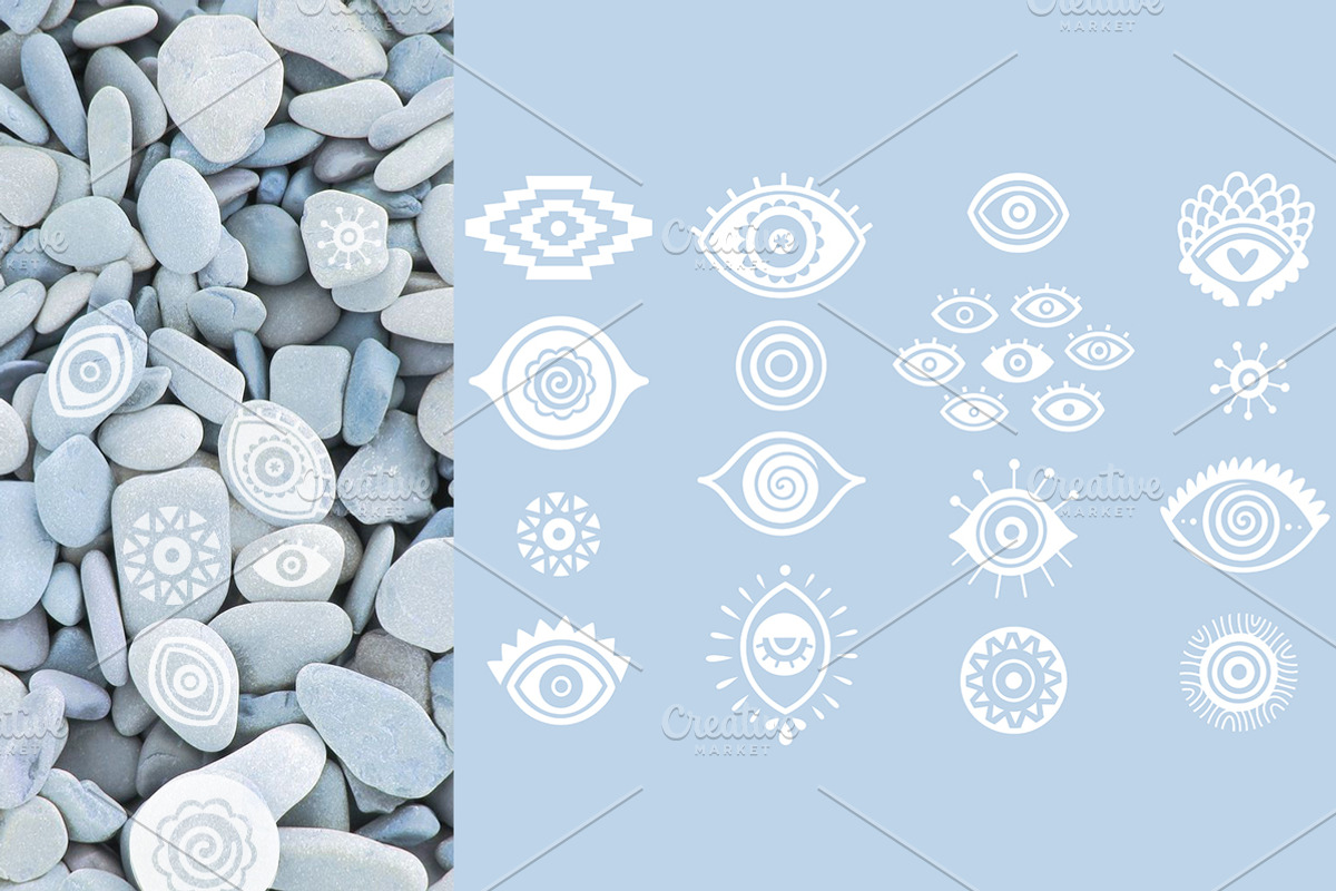 Evil Eyes symbol and patterns, a Pattern Graphic by PenguinHouse