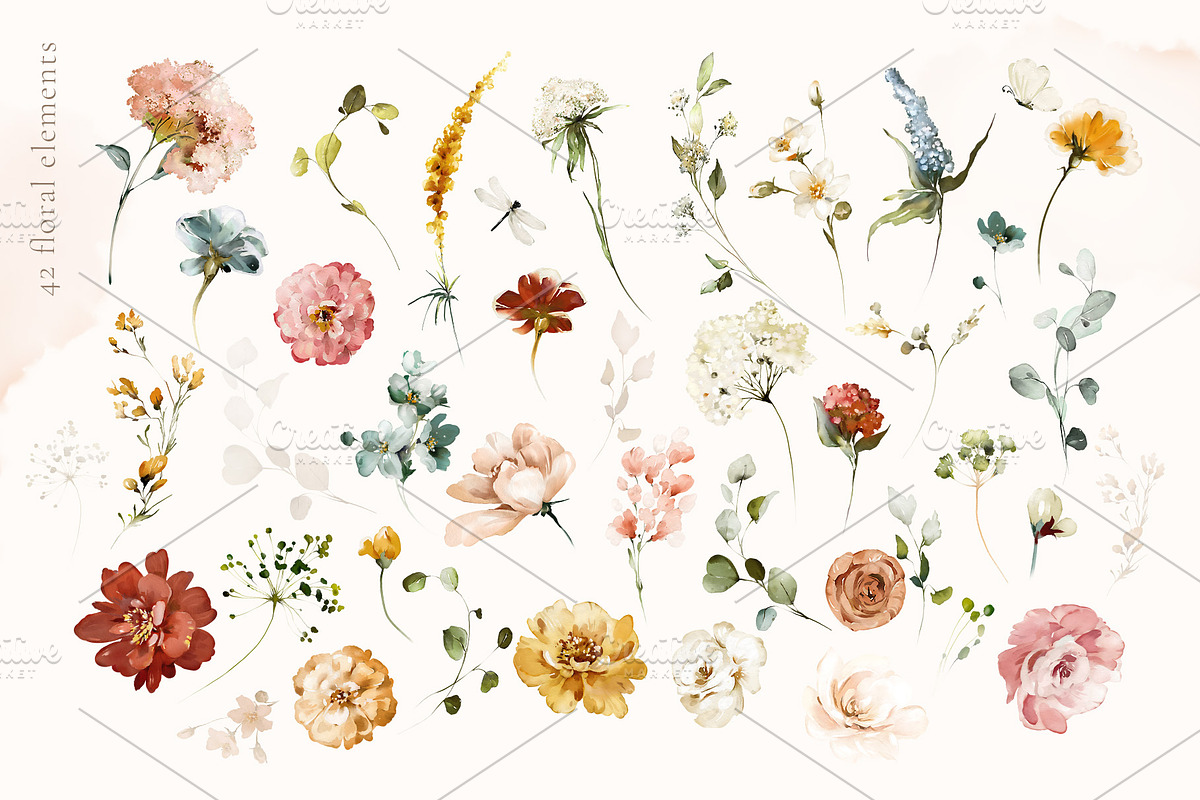 Watercolor Garden Flowers, a Decorative Illustration by Lisima (Photo 11 of 25)