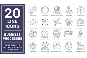 Set Of 20 Line Icons For Business