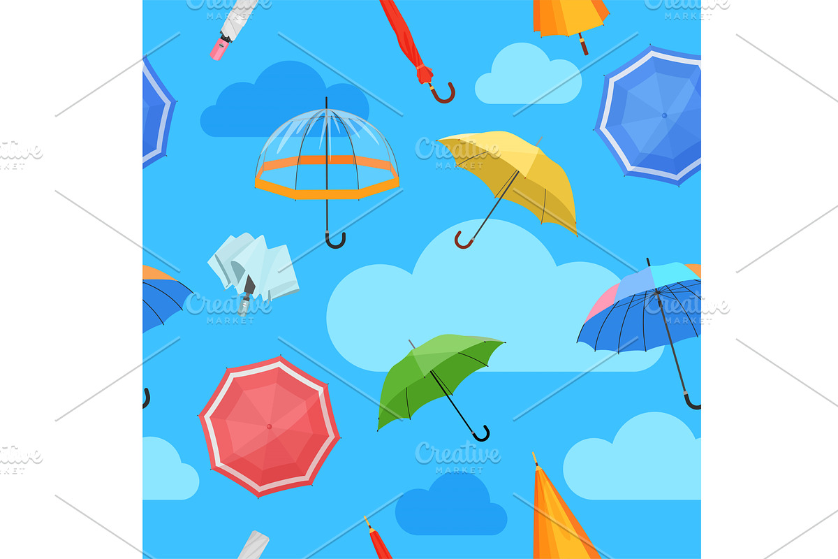 Closed & open umbrellas pattern, an Object Illustration by Lemberg Vector