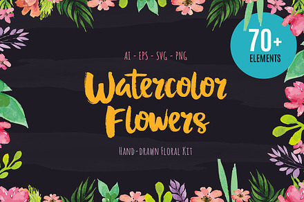 Hand Drawn Watercolor Flowers