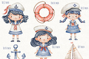 Cute Sailors Watercolor Clipart, a Person Illustration by ekossa_art (Thumbnail 2 of 7)